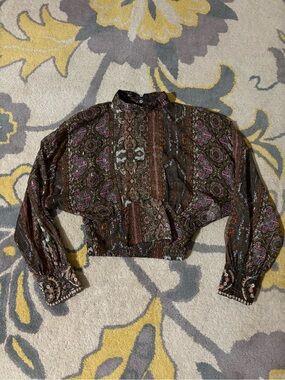 Zara Metallic Crop Blouse